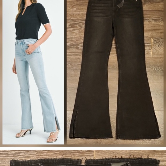 ISO of JBD Black Flare side split Women Jeans - Picture 1 of 2